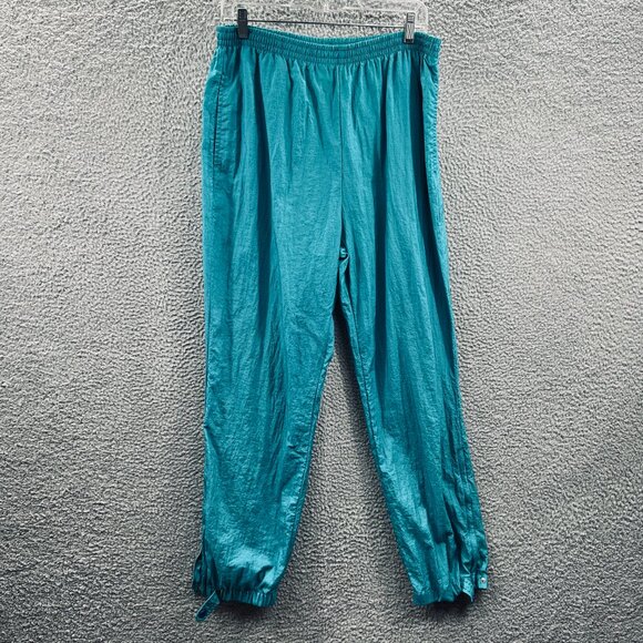 Columbia Womens Pants Large Teal Nylon Elastic Waist Windbreaker Jogger Retro - Picture 1 of 13